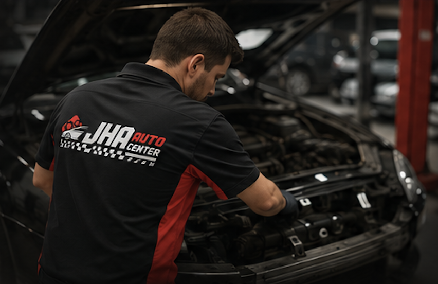 Mecânico da JHA Auto Center em atendimento